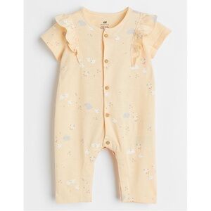 H&M Organic Cotton Floral & Bunny Ruffle Romper Size 6-9M